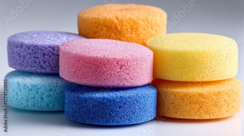 Colorful sponge circles stacked