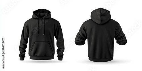 Two views of a black hooded sweatshirt (1)