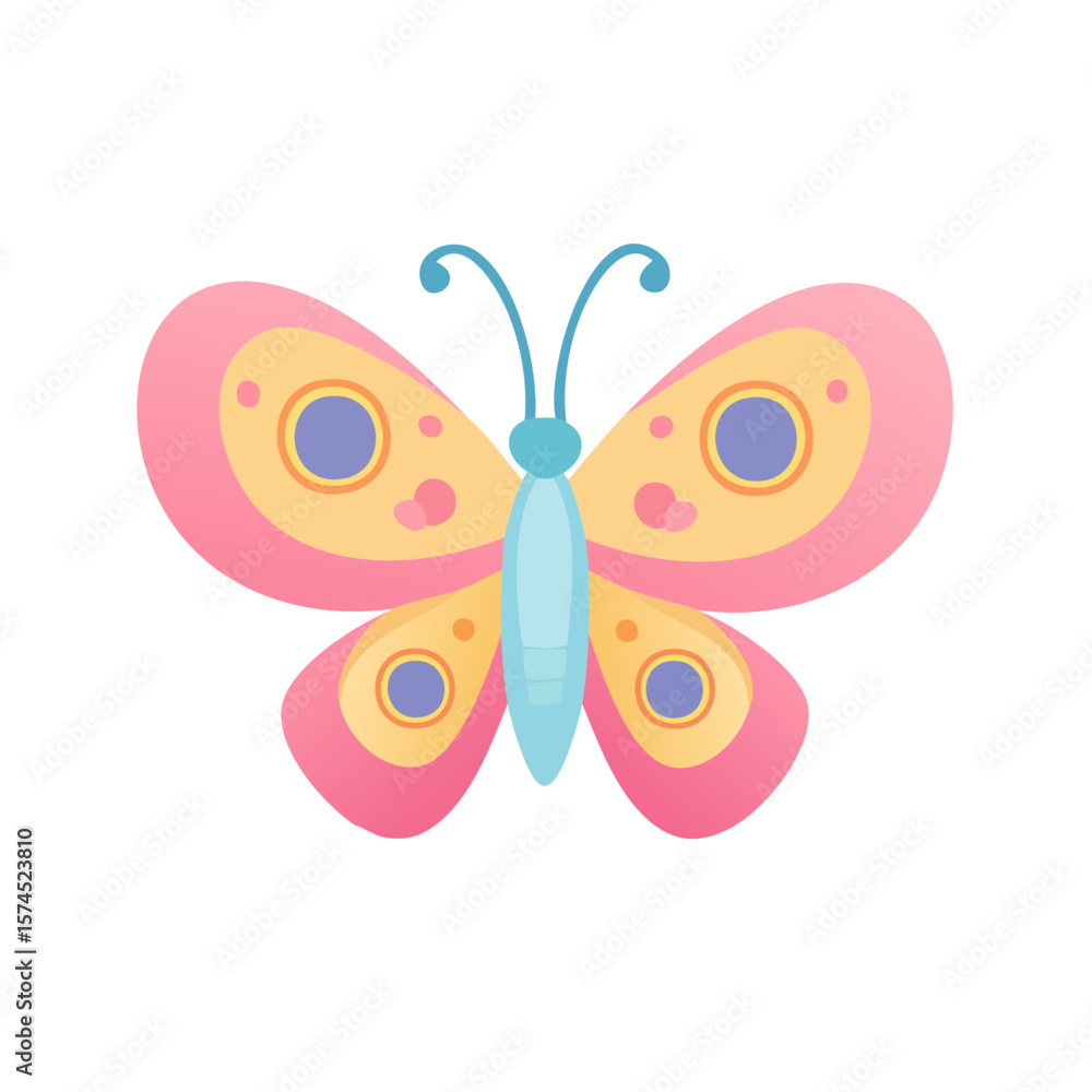 Fototapeta premium Colorful Butterfly Character Isolated on a Transparent Background
