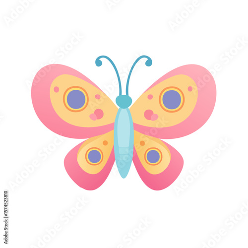 Colorful Butterfly Character Isolated on a Transparent Background