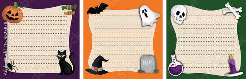 set of halloween notes template