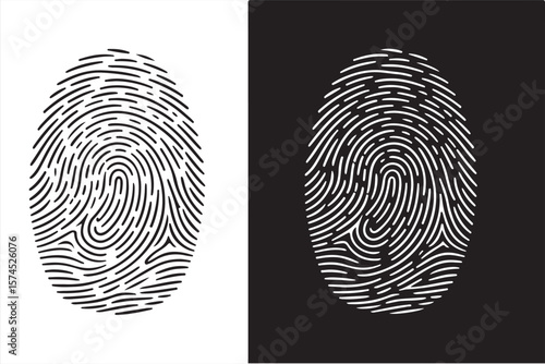 Abstract Black and White Fingerprint Design with Intricate Line Patterns, Minimalist Style