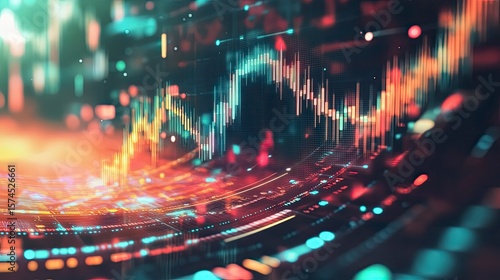 Abstract data visualization with vibrant colors and dynamic lines