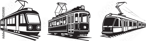 Tram Silhouette Vector Icon Illustration - High-Quality Transportation Graphic set