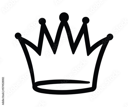 Simple, hand drawn crown symbolizing royalty, power, and authority, suitable for various design projects related to monarchy, leadership, or achievement