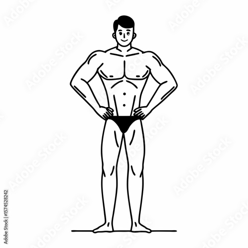 Muscular man posing on white background bodybuilder physique