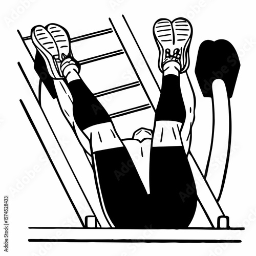 Muscular person performing leg press exercise fitness workout
