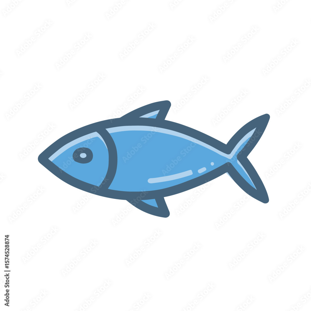 Fototapeta premium Blue fish swims isolated marine graphic animal icon