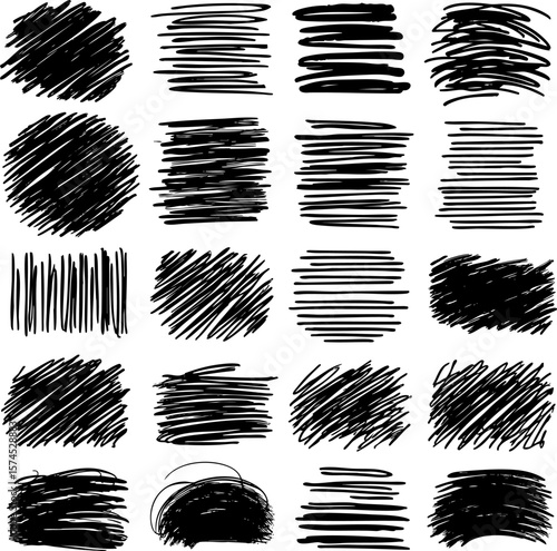 A set of hand-drawn vector brush strokes with curved, dynamic shapes. Bold grunge textures and dry brush effects, suitable for banners, underlines, and artistic overlays.