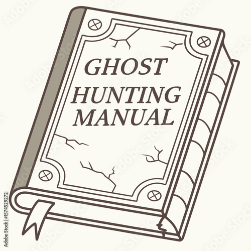 Ancient cracked ghost hunting manual with ribbon book paranormal