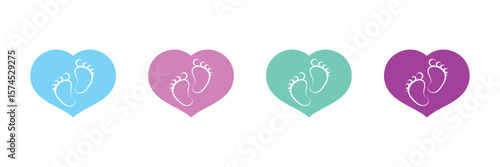 silhouette of baby feet icon over white background. vector illustration. Baby footprints icon isolated on white background. Baby feet sign. Set icons colorful. Vector Illustration. eps10