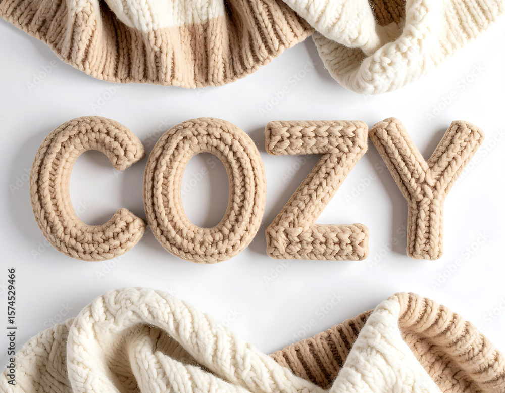 Fototapeta premium cozy words in clothes pattern 