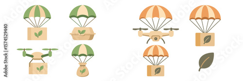 Creative delivery methods using drones and parachutes for sustainable products in modern logistics