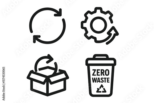 Symbols promoting recycling, sustainability, and zero waste practices in a modern design concept
