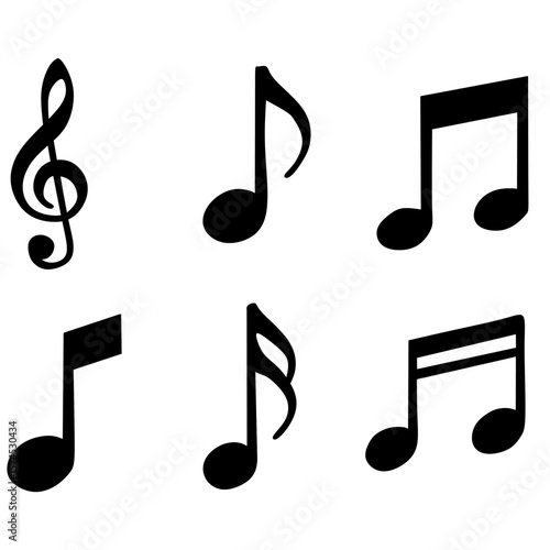 Set of Music Notes and Key Symbols. Simple Music Icons Vector Illustration