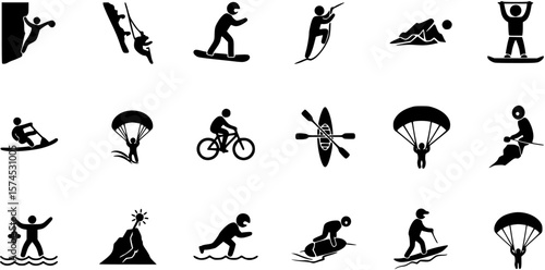 Extreme sports or adventure icons
