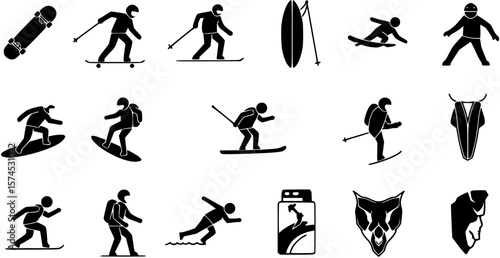 Extreme sports or adventure icons
