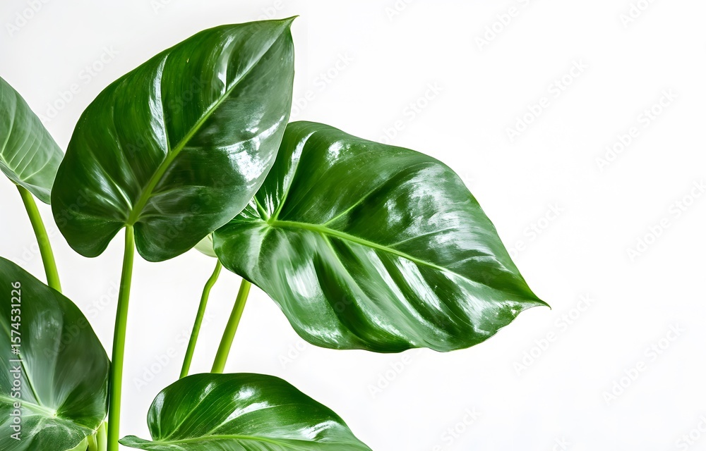 Fototapeta premium Fresh green basil leaves, an aromatic herb, are isolated on a white background, highlighting a healthy cooking ingredient.