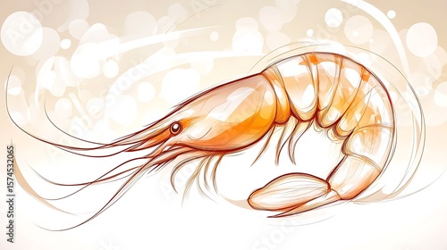 Detailed illustration of a shrimp.