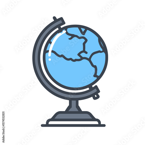 Blue globe displays continents stand isolated global study
