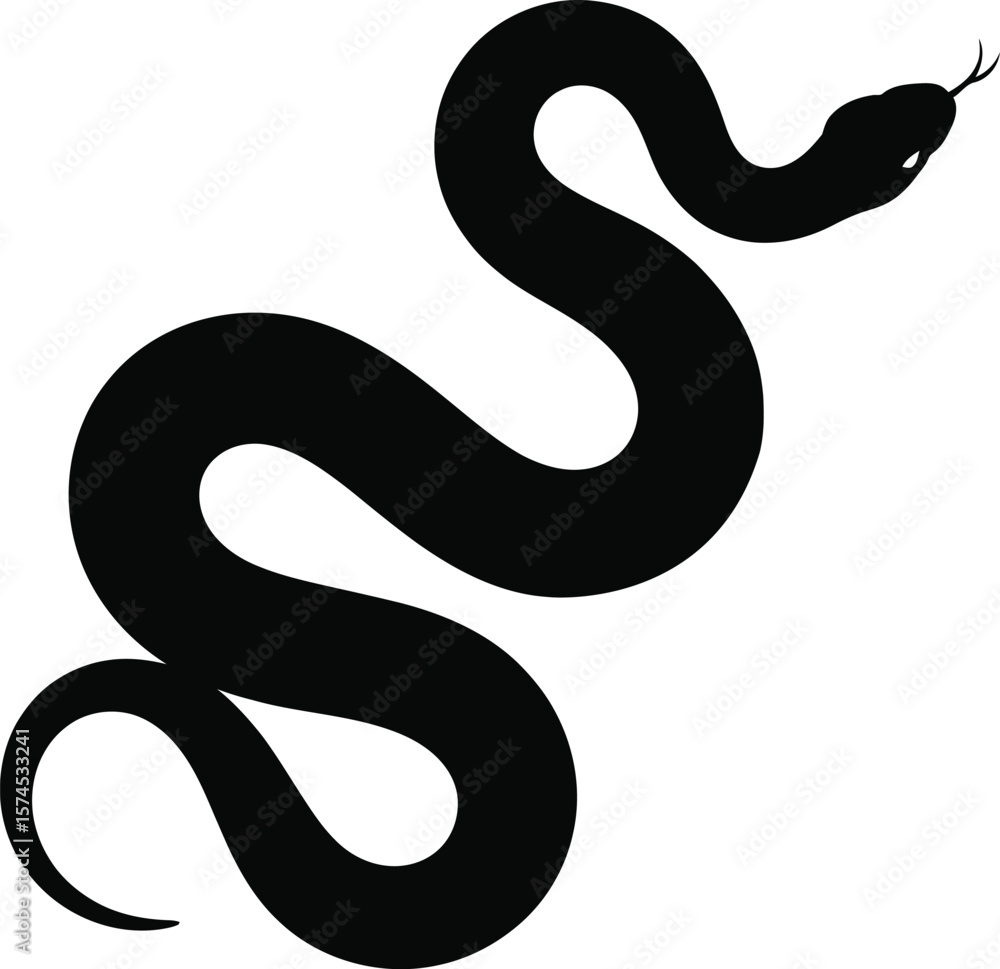 Fototapeta premium Black Silhouette Snake vector illustration