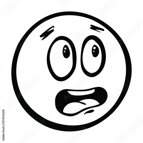 The shocked face displays surprise and frightful emotion