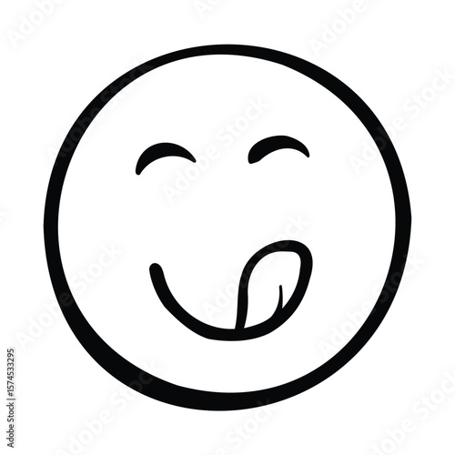 An expressive depiction of an emoji with its tongue out
