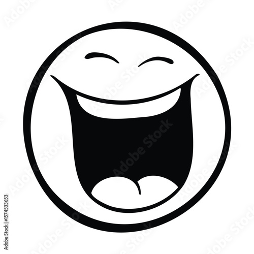 A black and white smiley face expresses happiness and joy