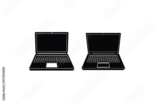 Laptop Icons Versatile Black and White Illustrations for Design Projects