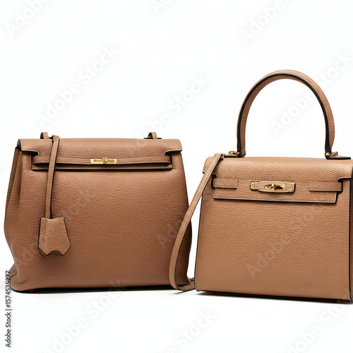 High-end designer handbags in various neutral tones