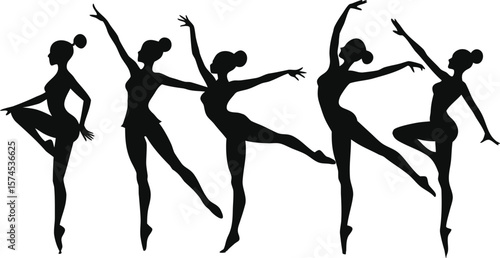 Five Elegant Ballerina Silhouettes Collection