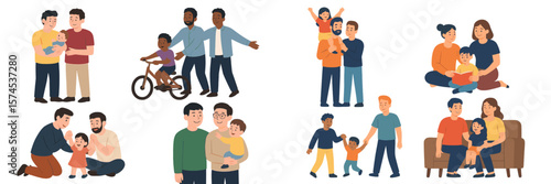 Families engaging in various activities together at home and outdoors showcasing love and connection