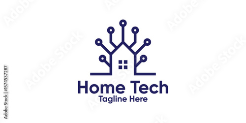 logo design home and technology,connection,circuit cable,design building modern.