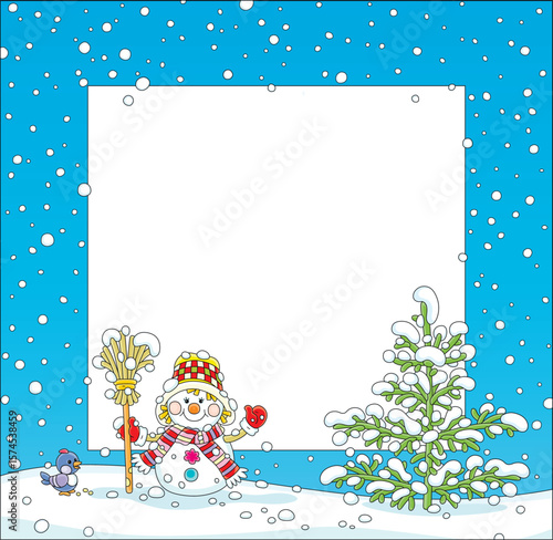 Winter holiday frame with a...