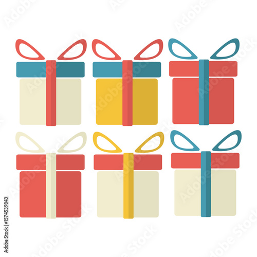 Colorful Gift Boxes Vector Illustration Set