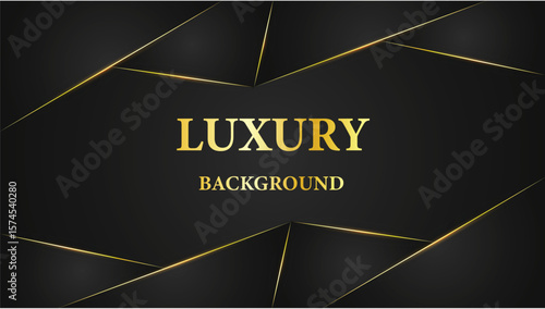 Elegant gold lines on black background with luxury text abstract