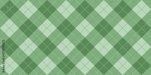 Seamless green argyle pattern with classic diamond shapes in vector style