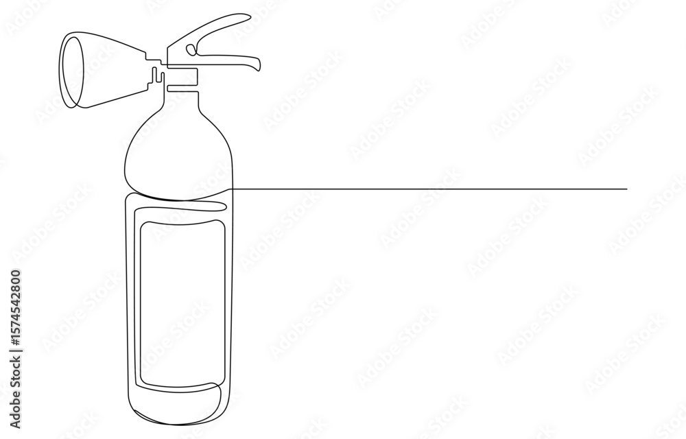 Obraz premium Fire extinguisher single line drawing, Single Line Drawing of a Fire Extinguisher, Fire extinguisher in a continuous line art style