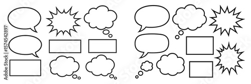 Creative design of speech bubbles and thought clouds for comic strip or graphic novel layout