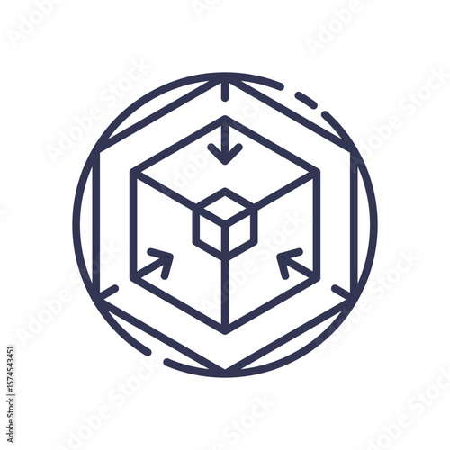 An icon of a cube with inward arrows, representing dimensionality reduction. It symbolizes mapping complex data into a dense vector space, a core concept of machine learning embeddings.