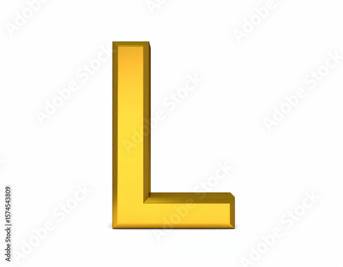 Golden 3D Letter L with alphabet.