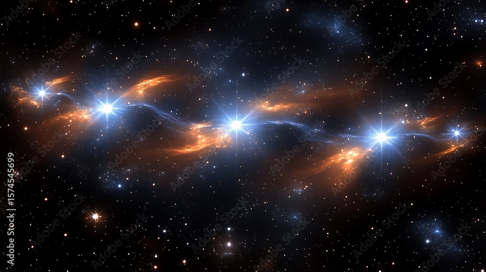 Fototapeta premium Cosmic nebulae with vibrant colors and celestial bodies.
