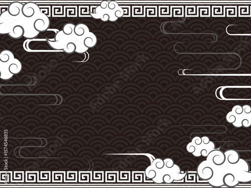 黒色の中華風の背景素材