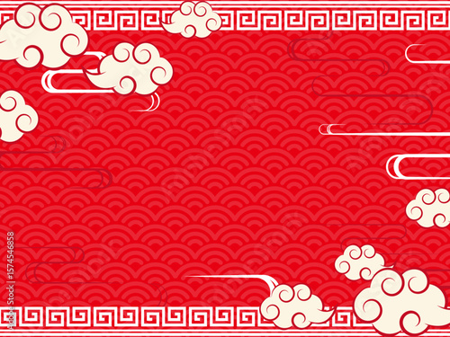 赤色の中国風の背景素材