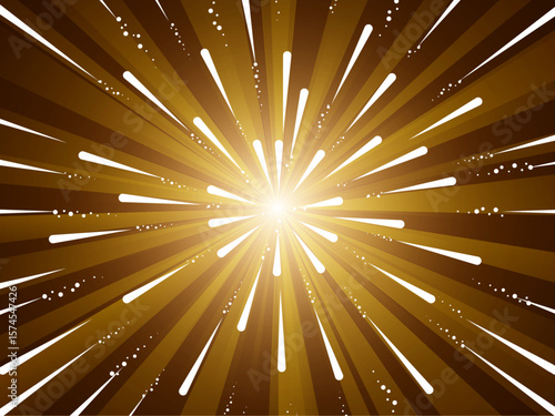 ゴールドの光の集中線