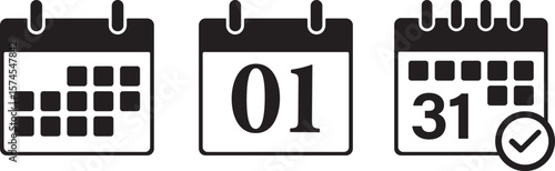 Calendar icon set. Calendar planner icons for app and website. reminder organizer event signs. business plan schedule.  vector symbol on transparent background.