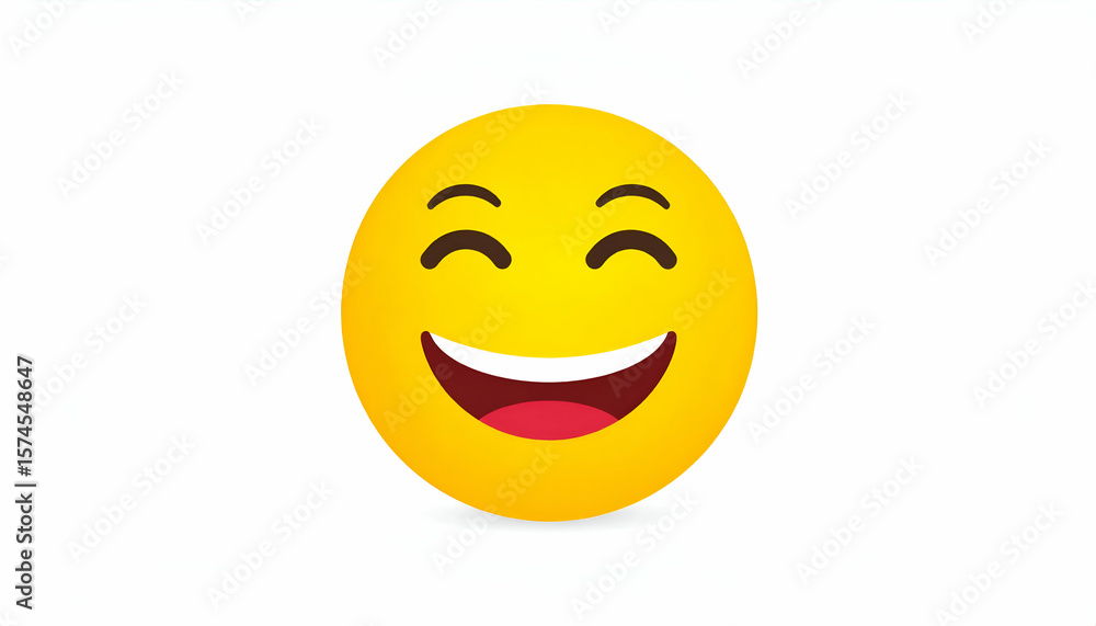 Fototapeta premium Happy Emoji with Smiling Face, and White Background.