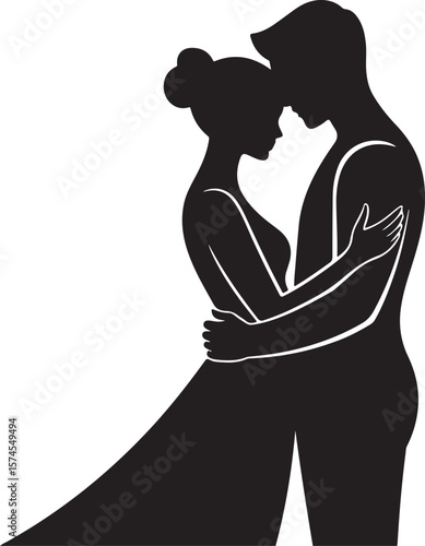 couple in love silhouette vector illustration design