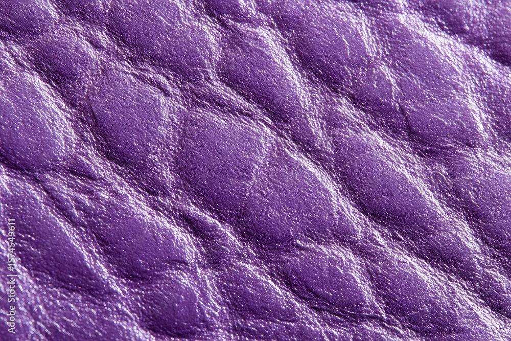 Fototapeta premium Macro shot of textured purple leather with a quilted pattern showing detailed grain and subtle reflections