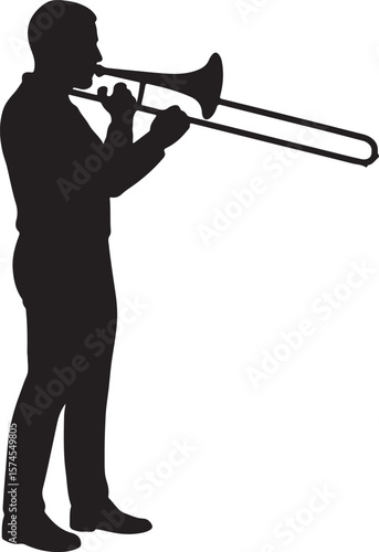 Man Playing Trombone Silhouette Jazz Musician Performance